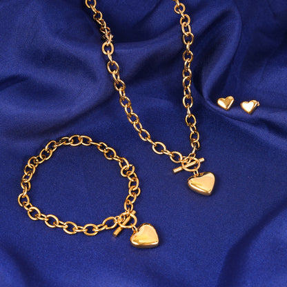 18K Gold Plated Buckle Up Heart Jewellery Set of 3