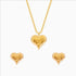18K gold plated heart pendant necklace and earrings set