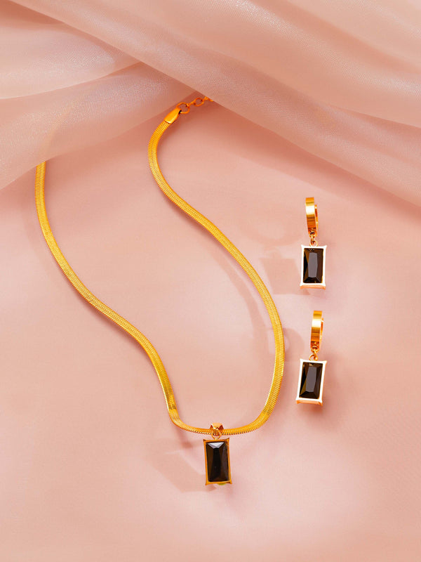 Black Baguette Jewellery Set