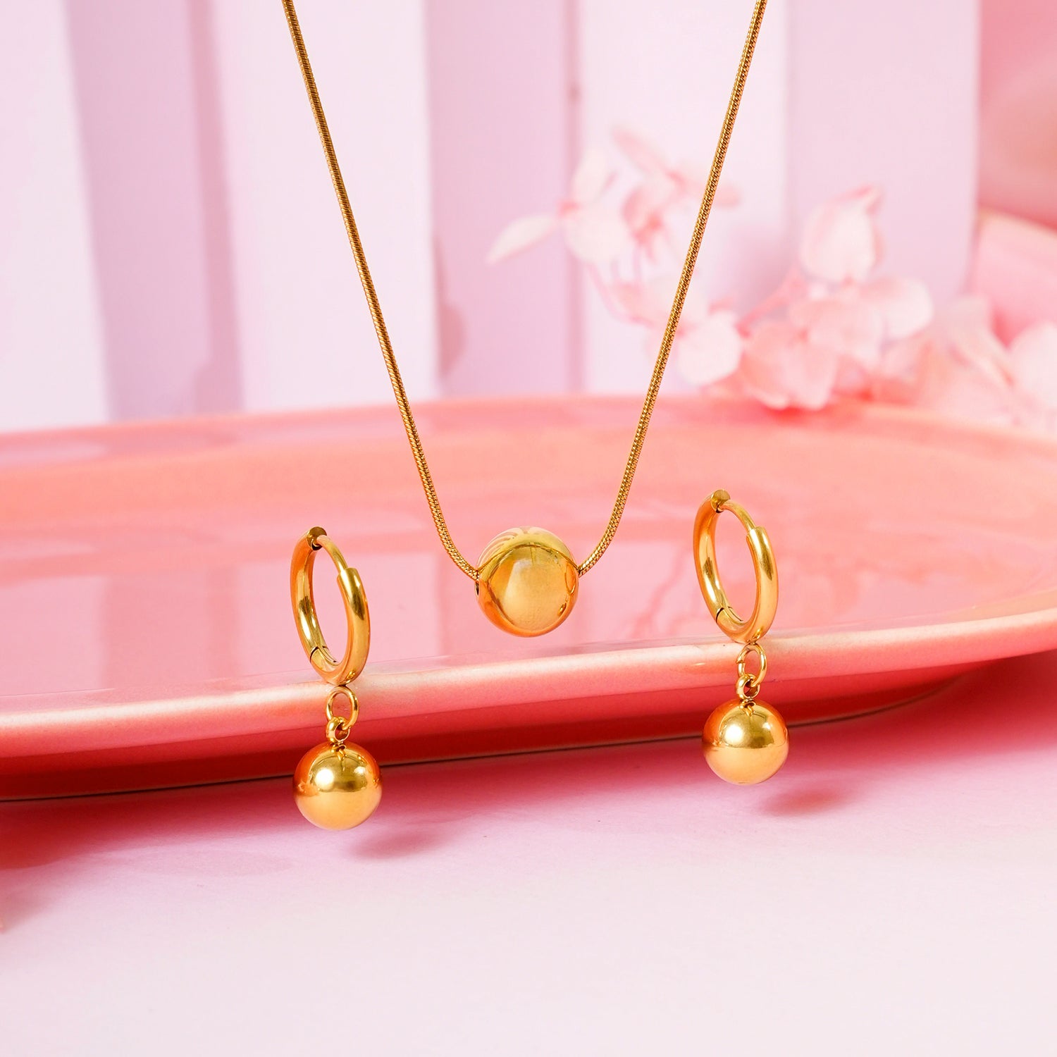 18K Gold Plated Golden Orb Jewellery Set