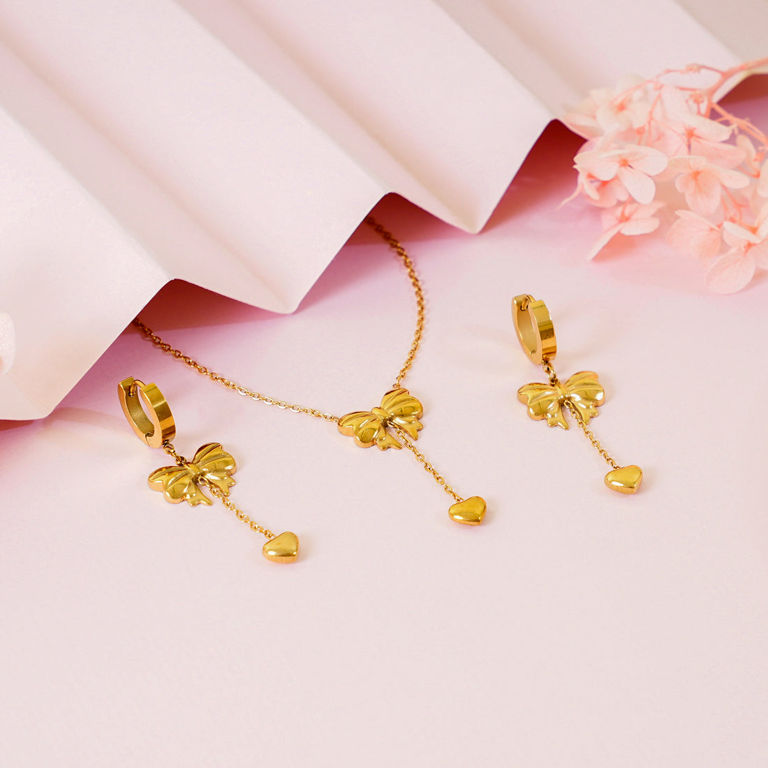 18K Gold Plated Sweetheart Bow Jewellery Set