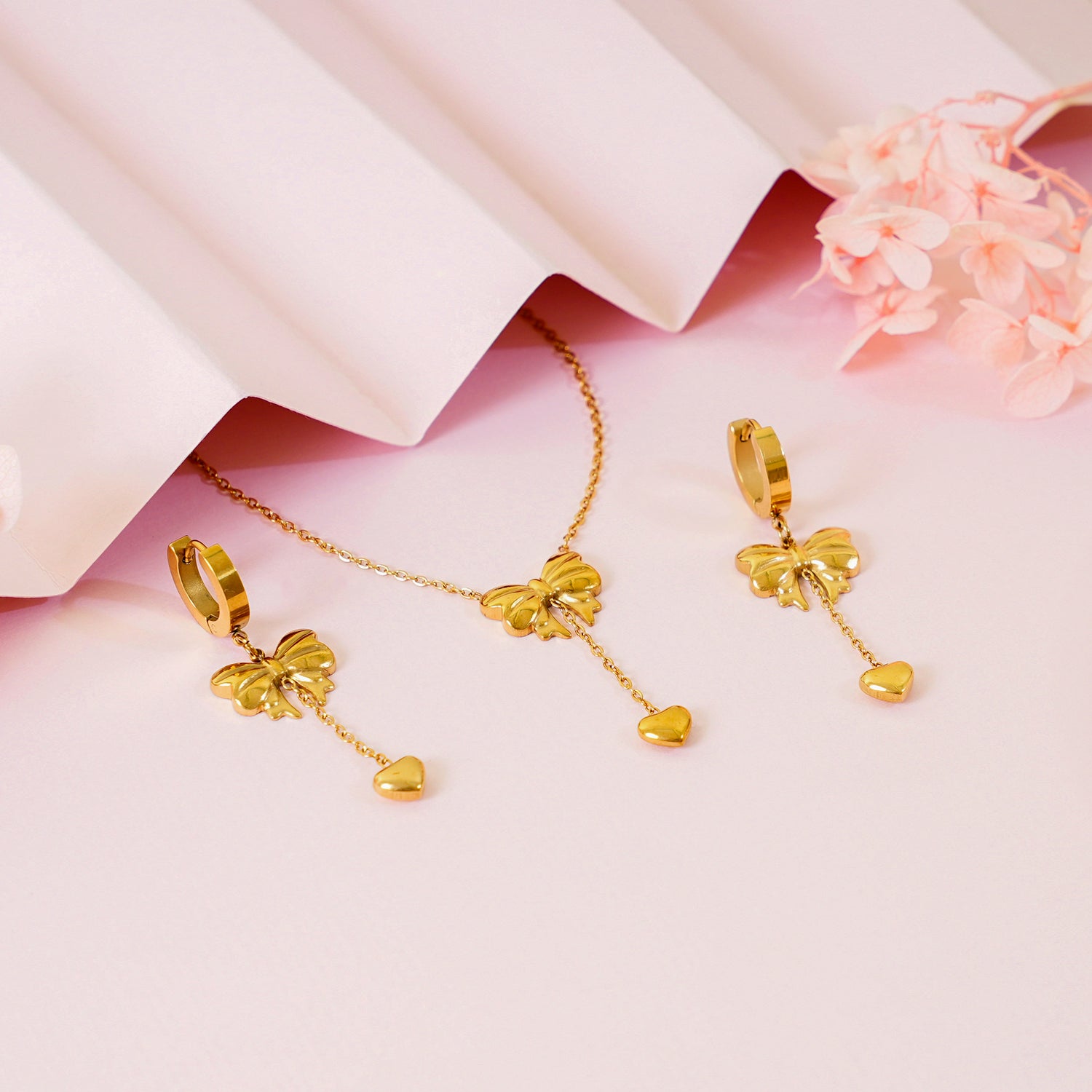 18K Gold Plated Sweetheart Bow Jewellery Set
