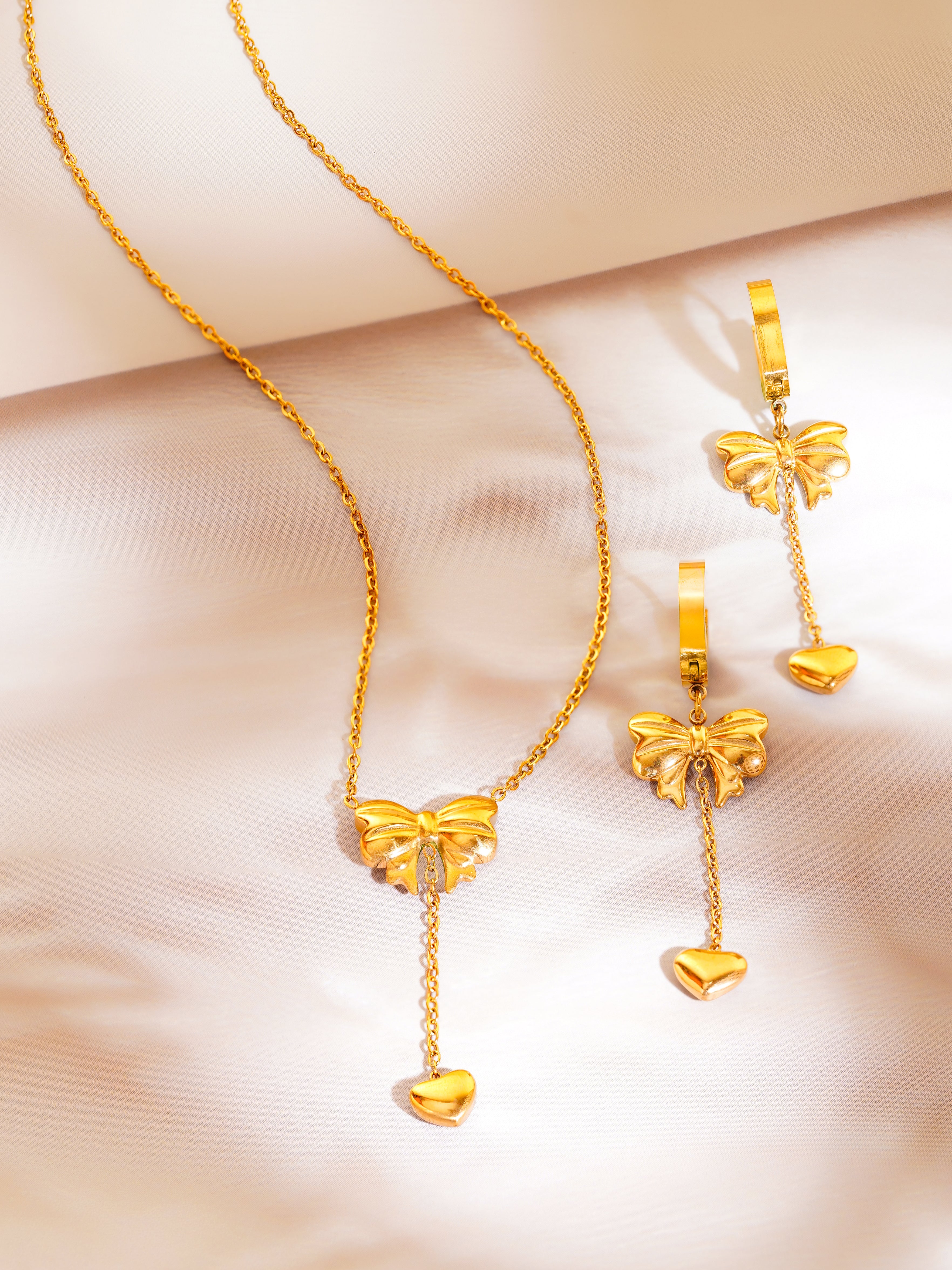 18K Gold Plated Sweetheart Bow Jewellery Set