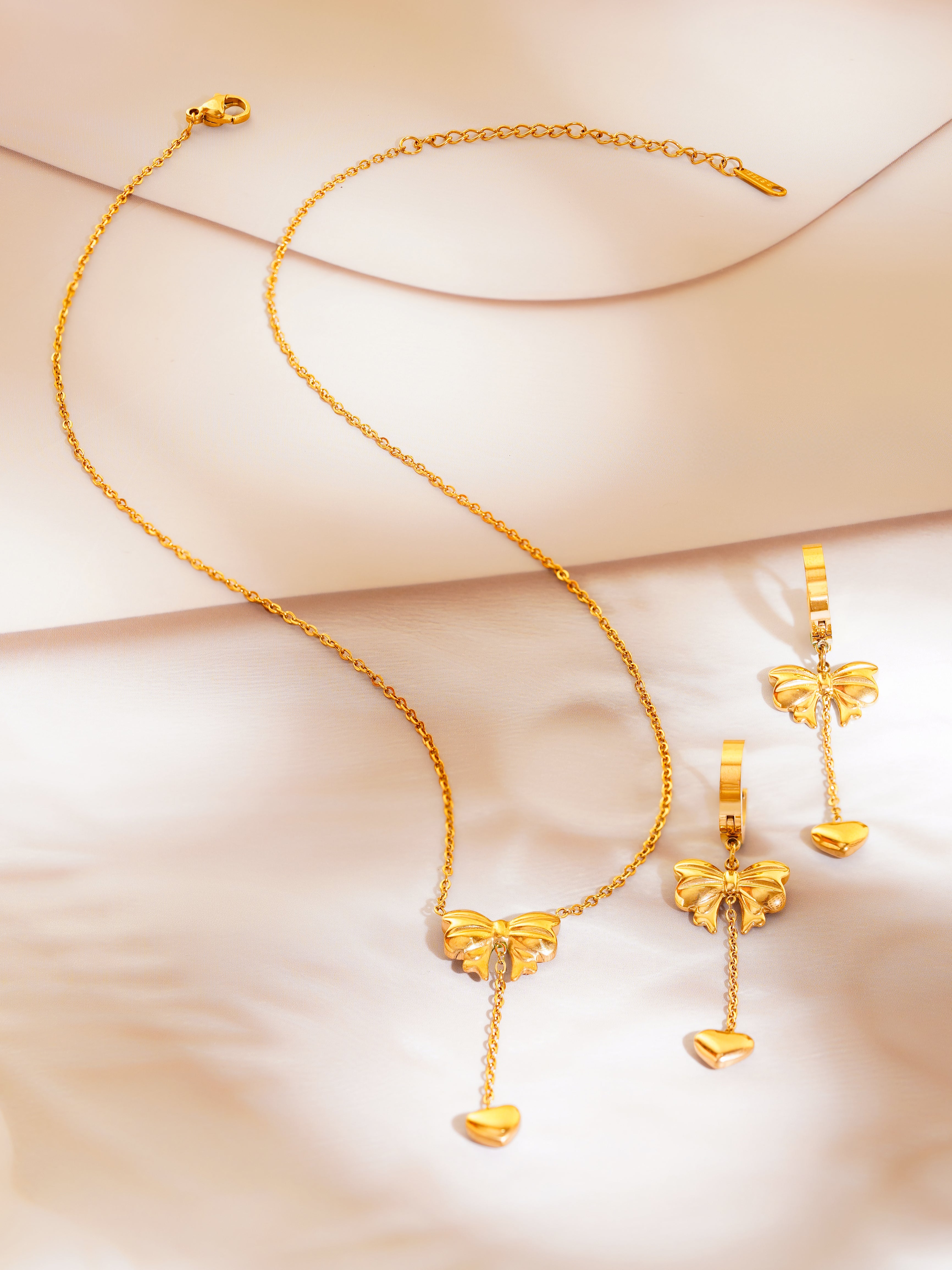 18K Gold Plated Sweetheart Bow Jewellery Set