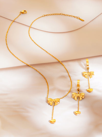 18K Gold Plated Sweetheart Bow Jewellery Set