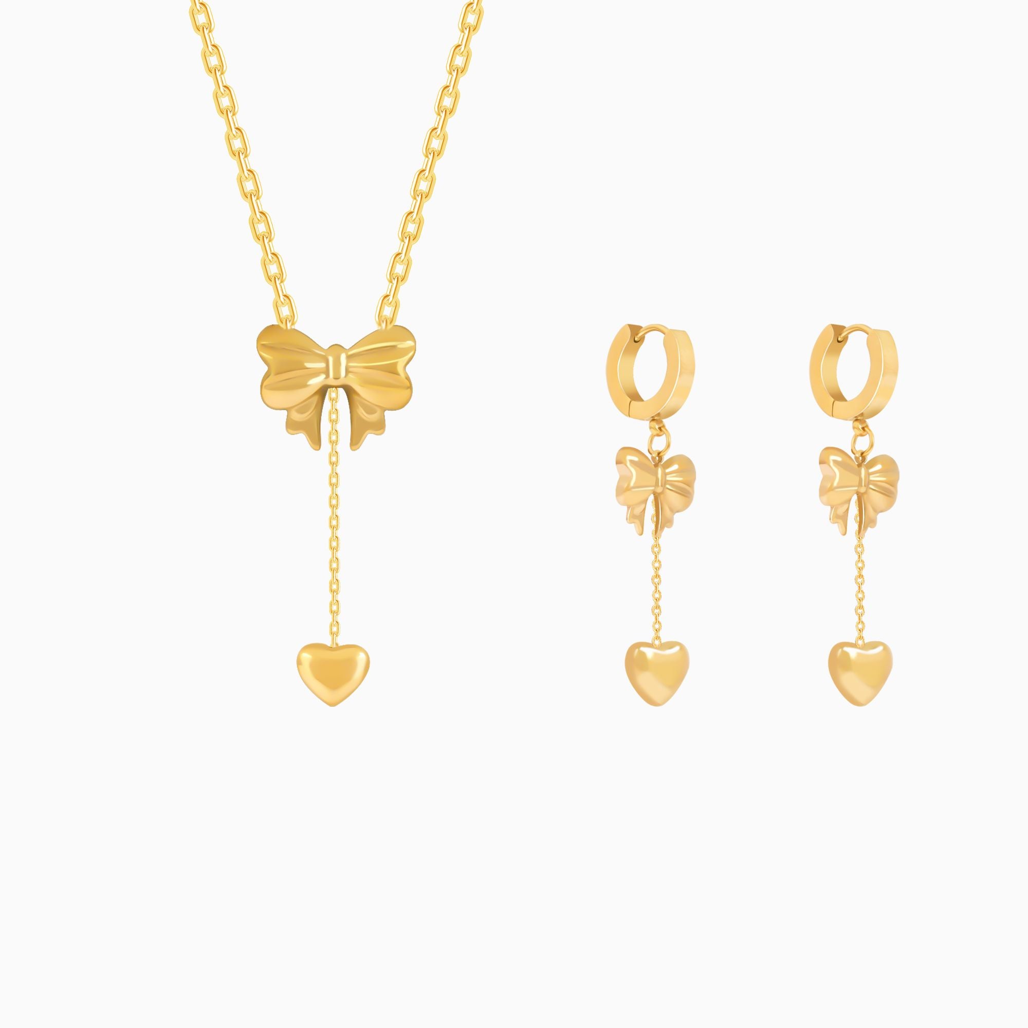 18K Gold Plated Sweetheart Bow Jewellery Set