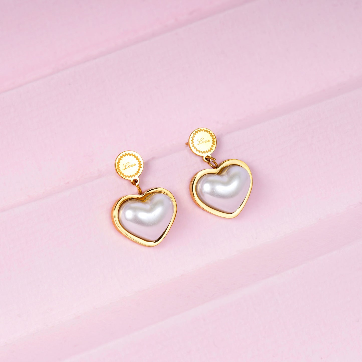18K Gold Plated Heart Pearl Jewellery Set