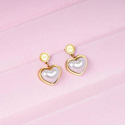 18K Gold Plated Heart Pearl Jewellery Set