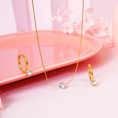 18K Gold Plated Athena Solitaire Jewellery Set