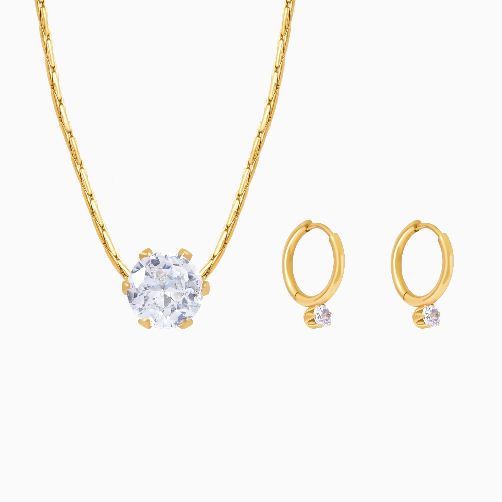 18K Gold Plated Athena Solitaire Jewellery Set
