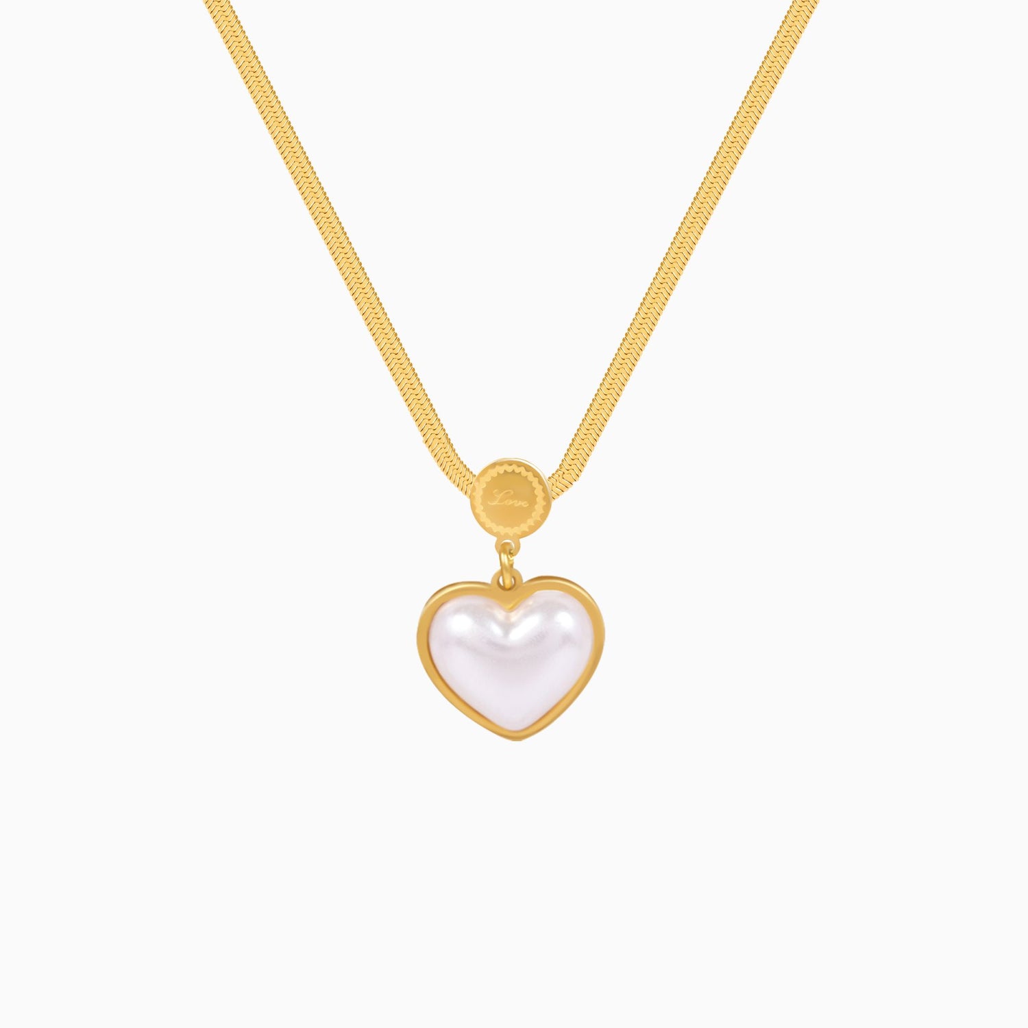 18K Gold Plated Pearl Love Heart Pendant Necklace