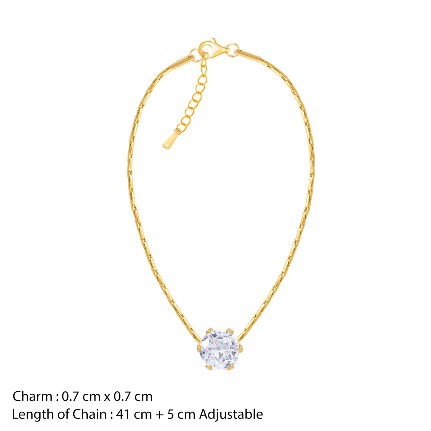 18K Gold Plated Dainty Solitaire Pendant Necklace