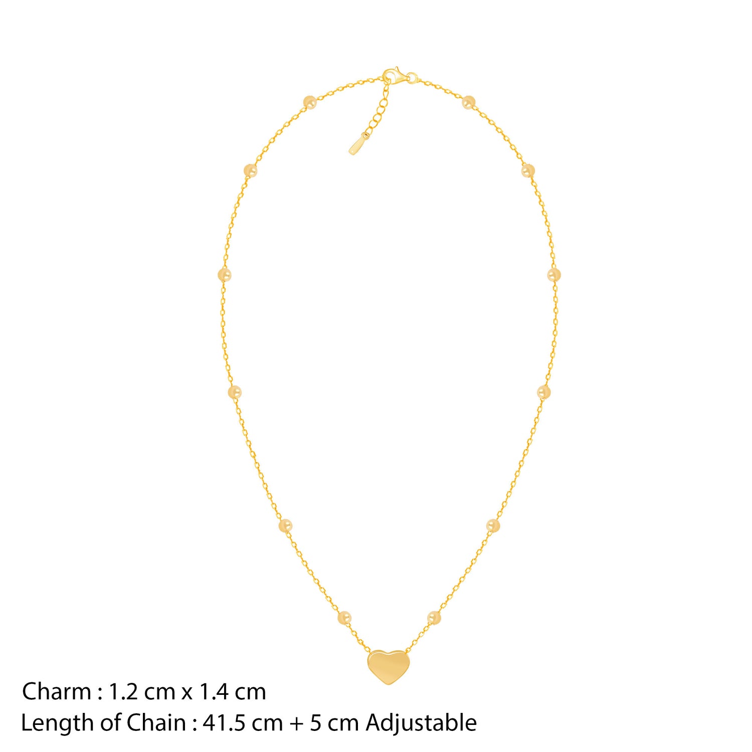 18K Gold Plated Beaded Chain Heart Jewellery Set