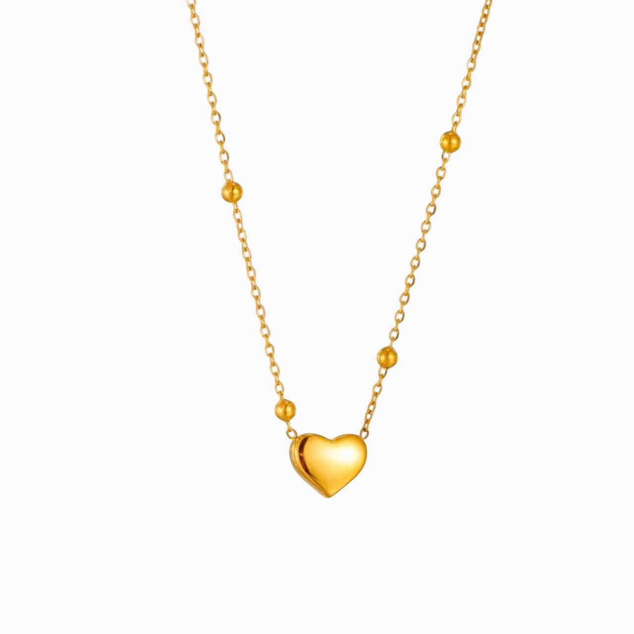 18K Gold Plated Heart Pendant Beaded Necklace