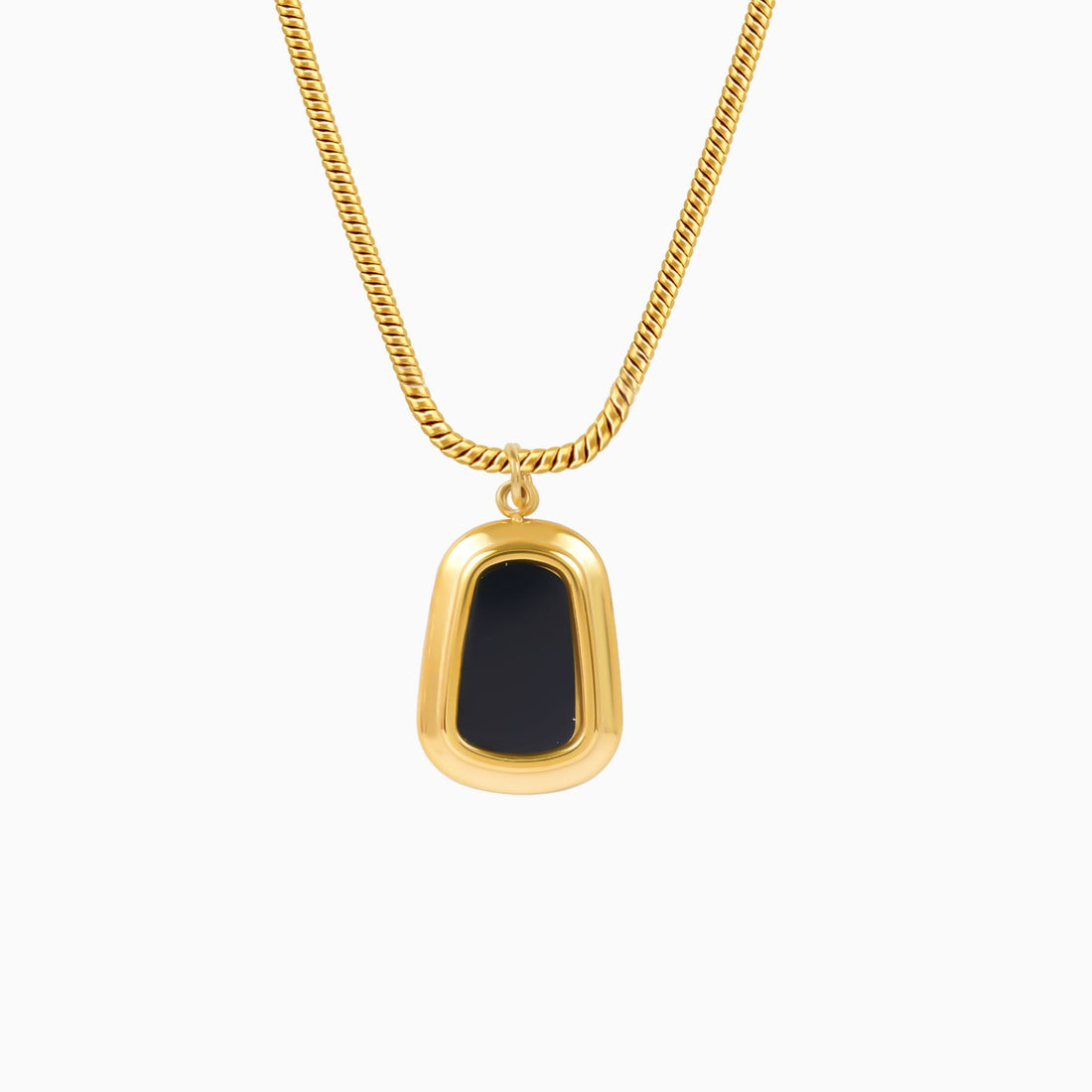 18K Gold Plated Black Onyx Necklace