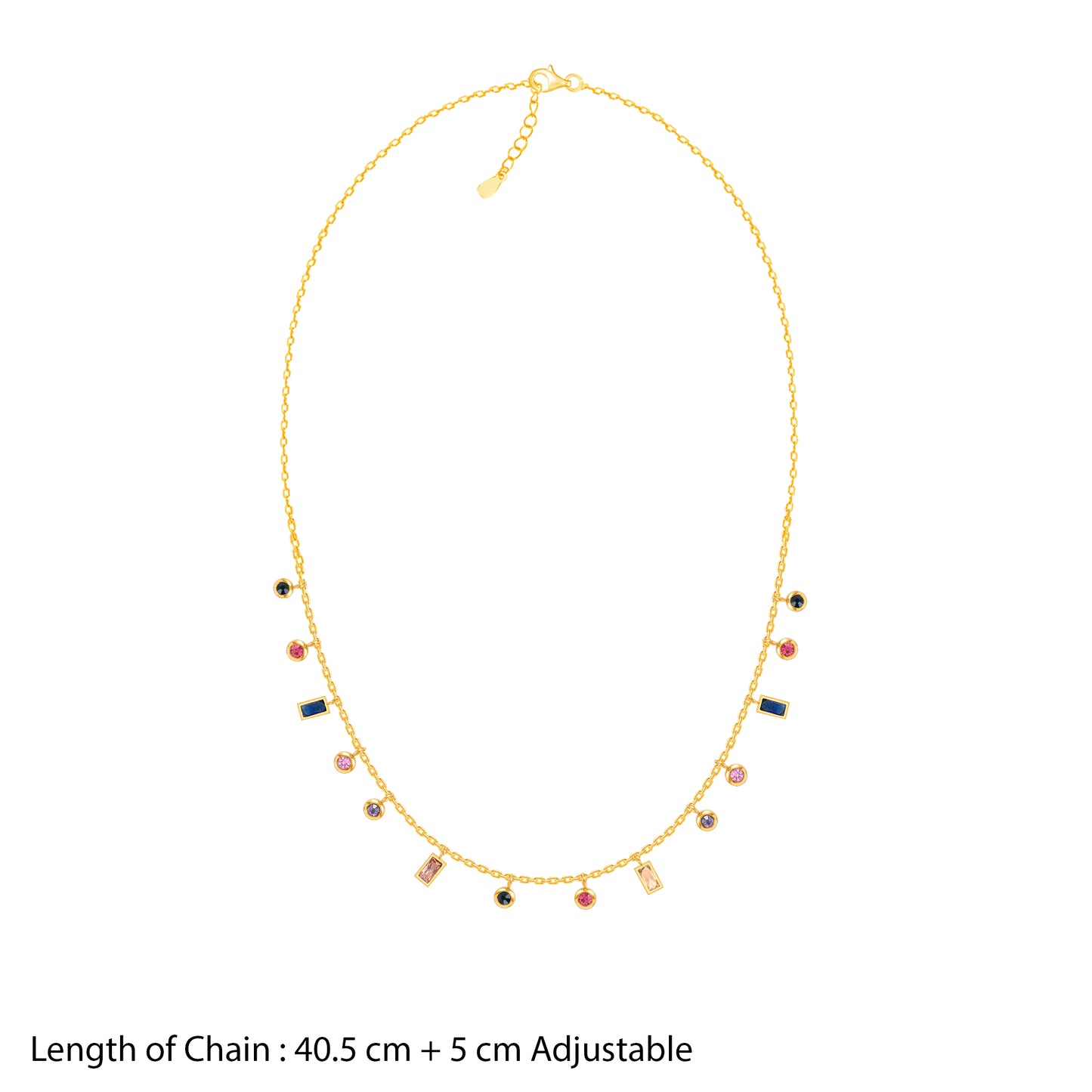 18K Gold Plated Golden Glow Multi-Color Charms Necklace