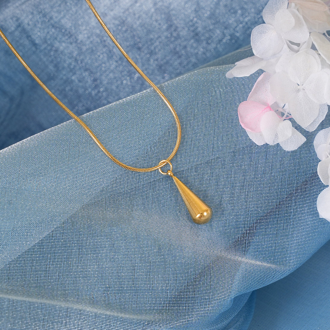 18K Gold Plated Golden Drizzle Tear Drop Necklace