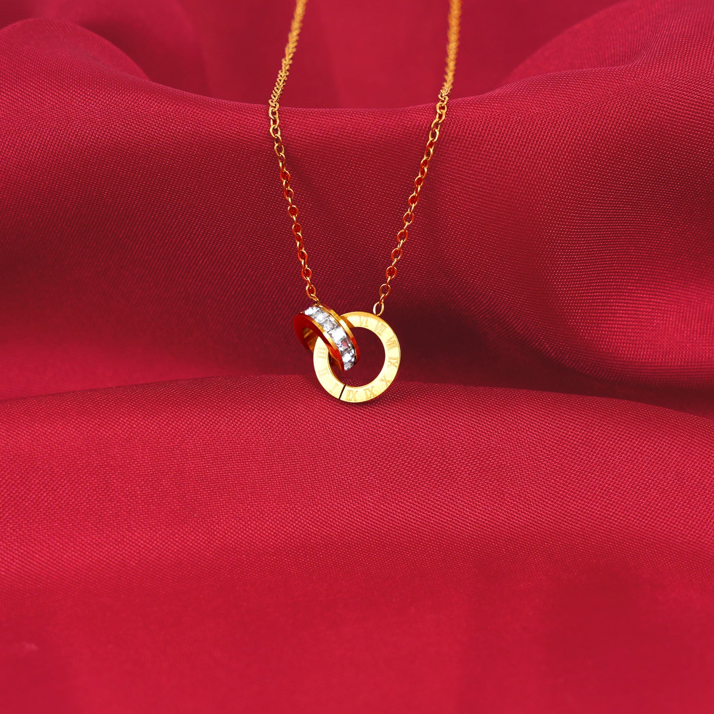 18K Gold Plated Athena Roman Numeral CZ Chain Necklace