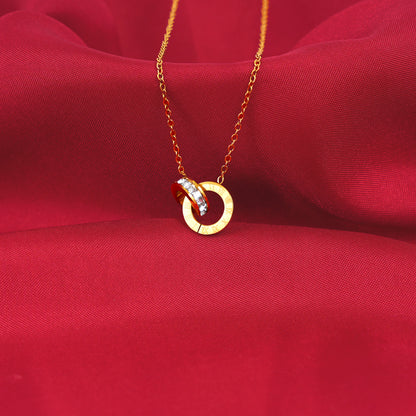 18K Gold Plated Athena Roman Numeral CZ Chain Necklace