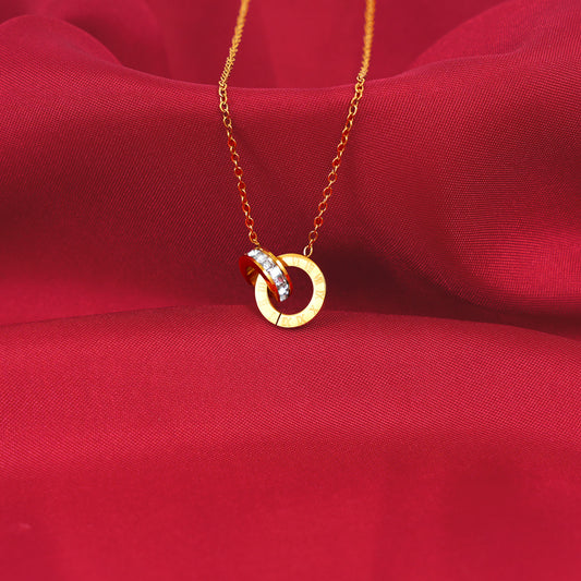 18K Gold Plated Athena Roman Numeral CZ Chain Necklace