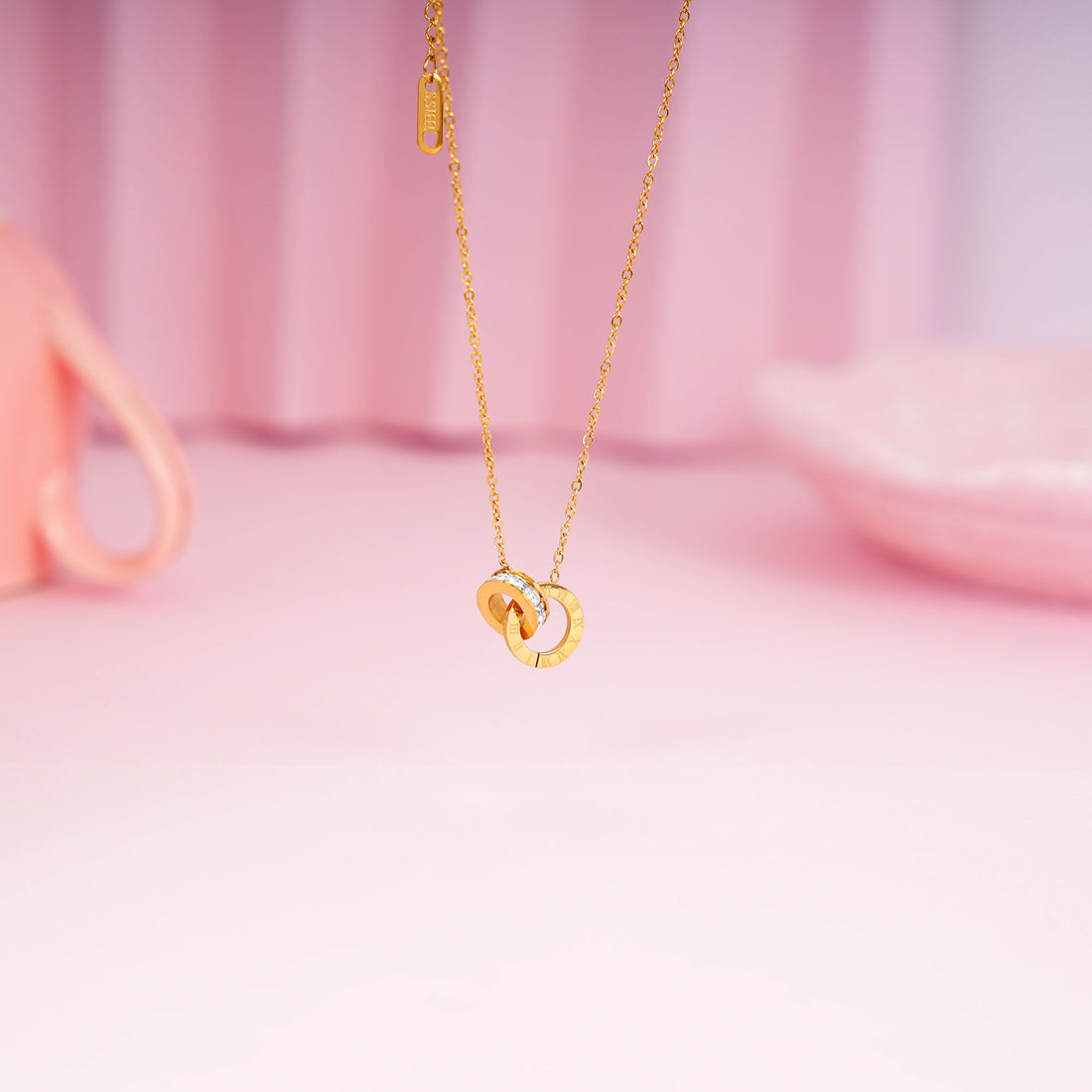 18K Gold Plated Athena Roman Numeral CZ Chain Necklace