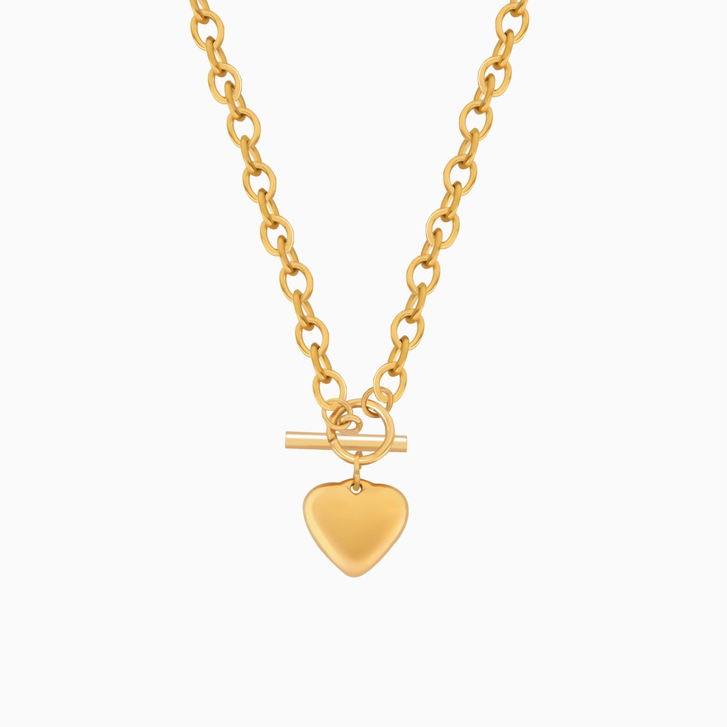 18K Gold Plated Buckle Up Chunky Gold Heart Necklace