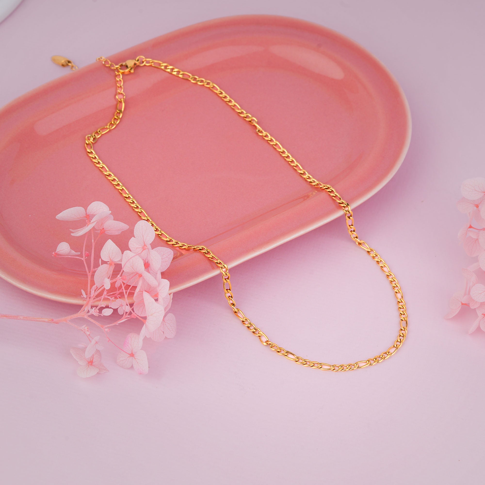 18K Gold Plated Classic Figaro Chain Necklace