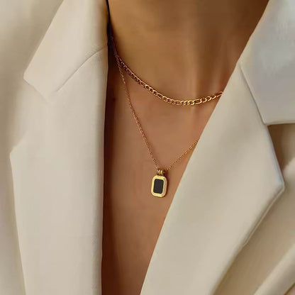 18K Gold Plated Black Onyx Double Layered Necklace