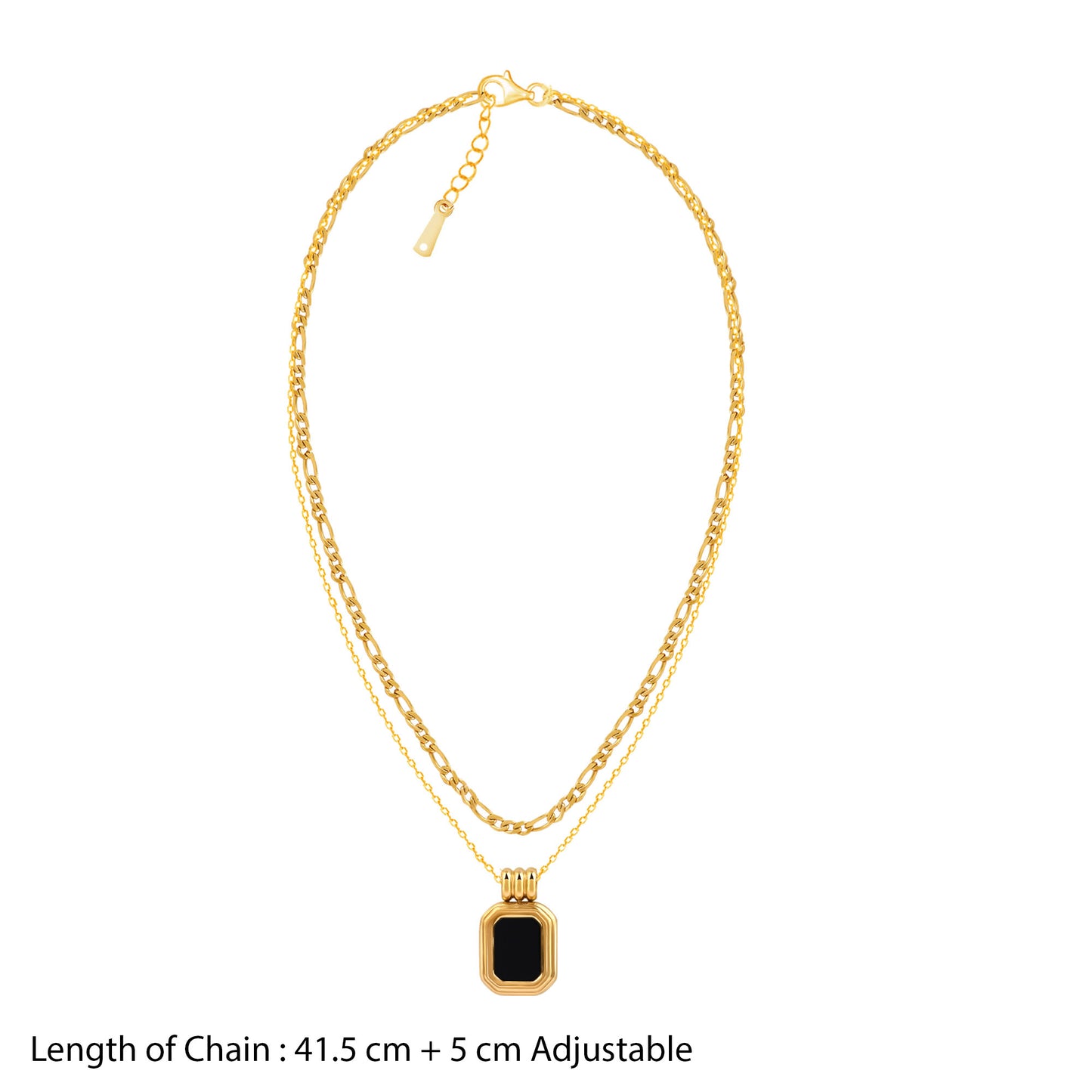18K Gold Plated Black Onyx Double Layered Necklace