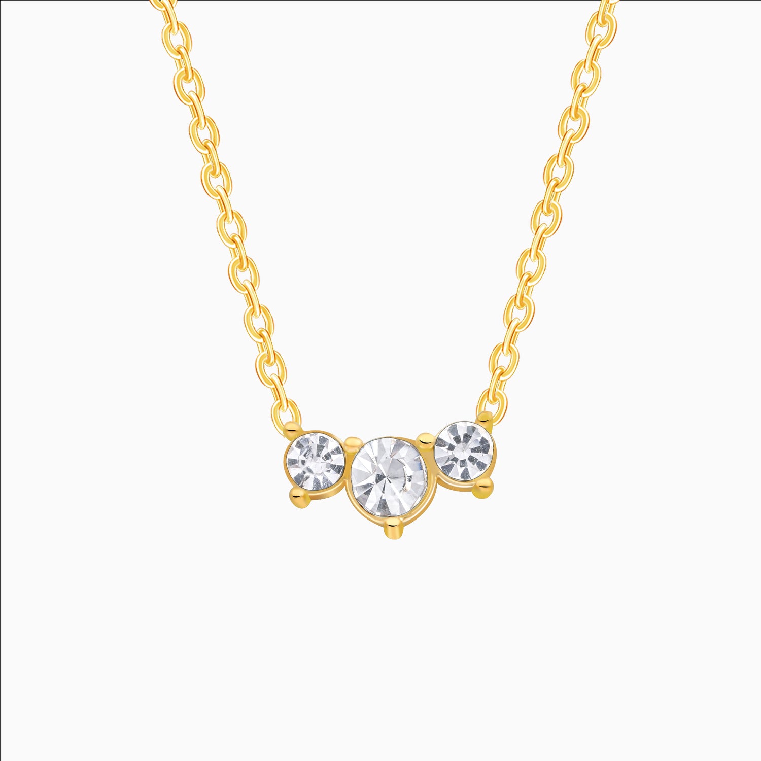 Dainty gold necklace with three zircon stones