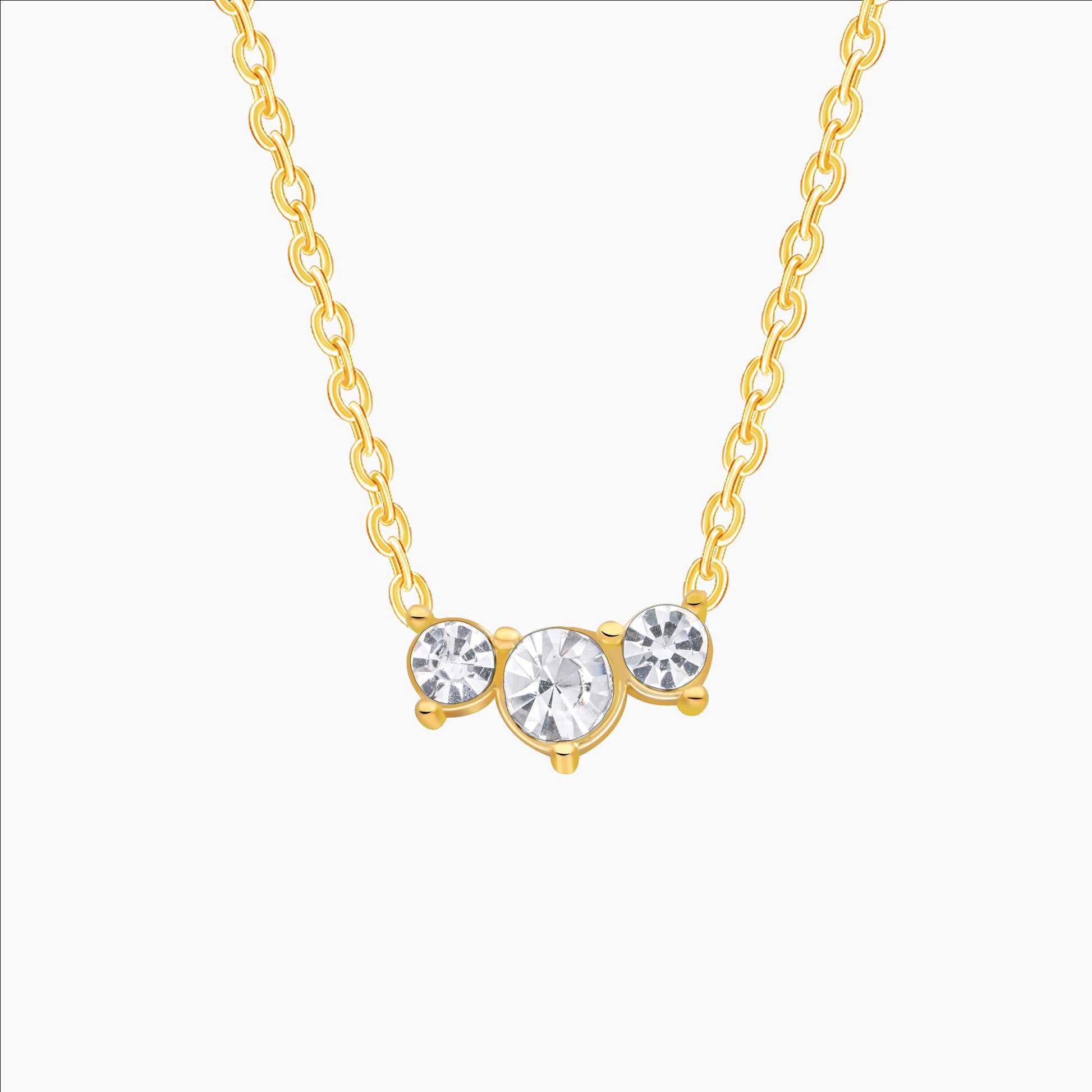 Dainty gold necklace with three zircon stones