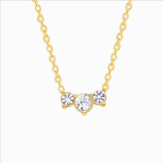 Dainty gold necklace with three zircon stones