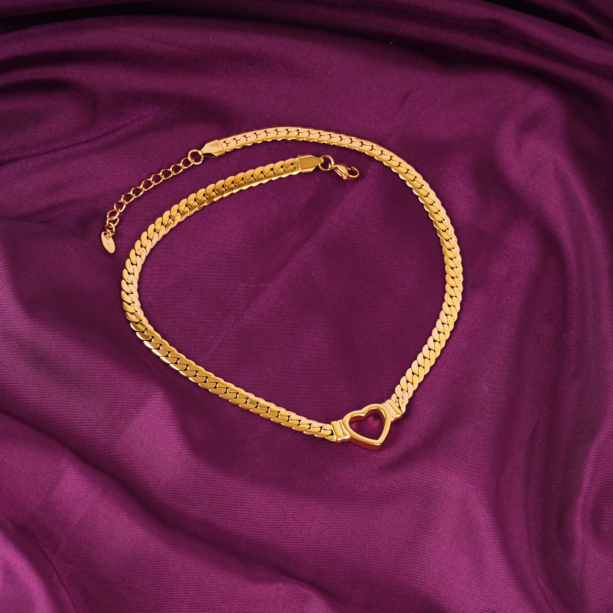 18K Gold Plated Chain Hollow Heart Choker Necklace
