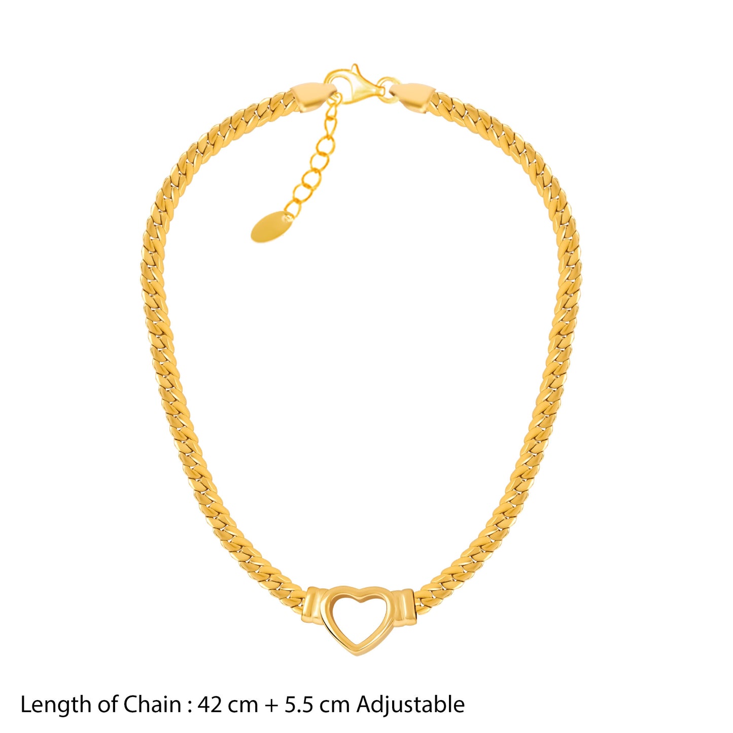 18K Gold Plated Chain Hollow Heart Choker Necklace