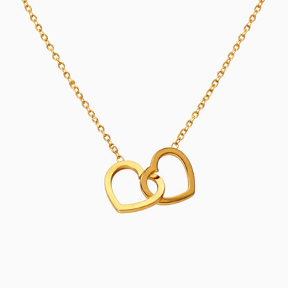 18K Gold Plated Interlock Double Heart Necklace