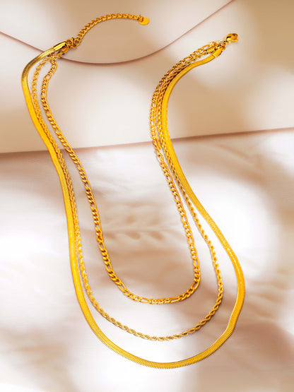 Three Layer Necklace Figaro, Rope &amp; Snake Chains