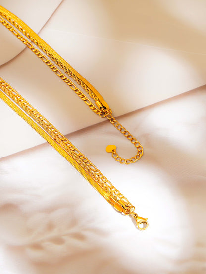 Three Layer Necklace Figaro, Rope &amp; Snake Chains