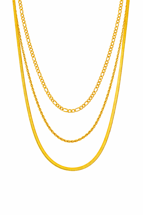 Three Layer Mixed Chain Necklace