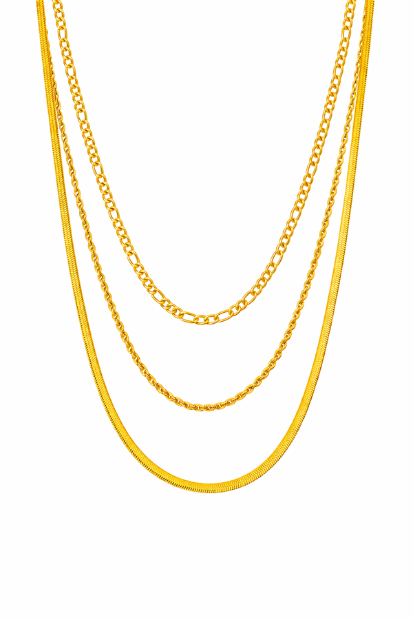Three Layer Mixed Chain Necklace