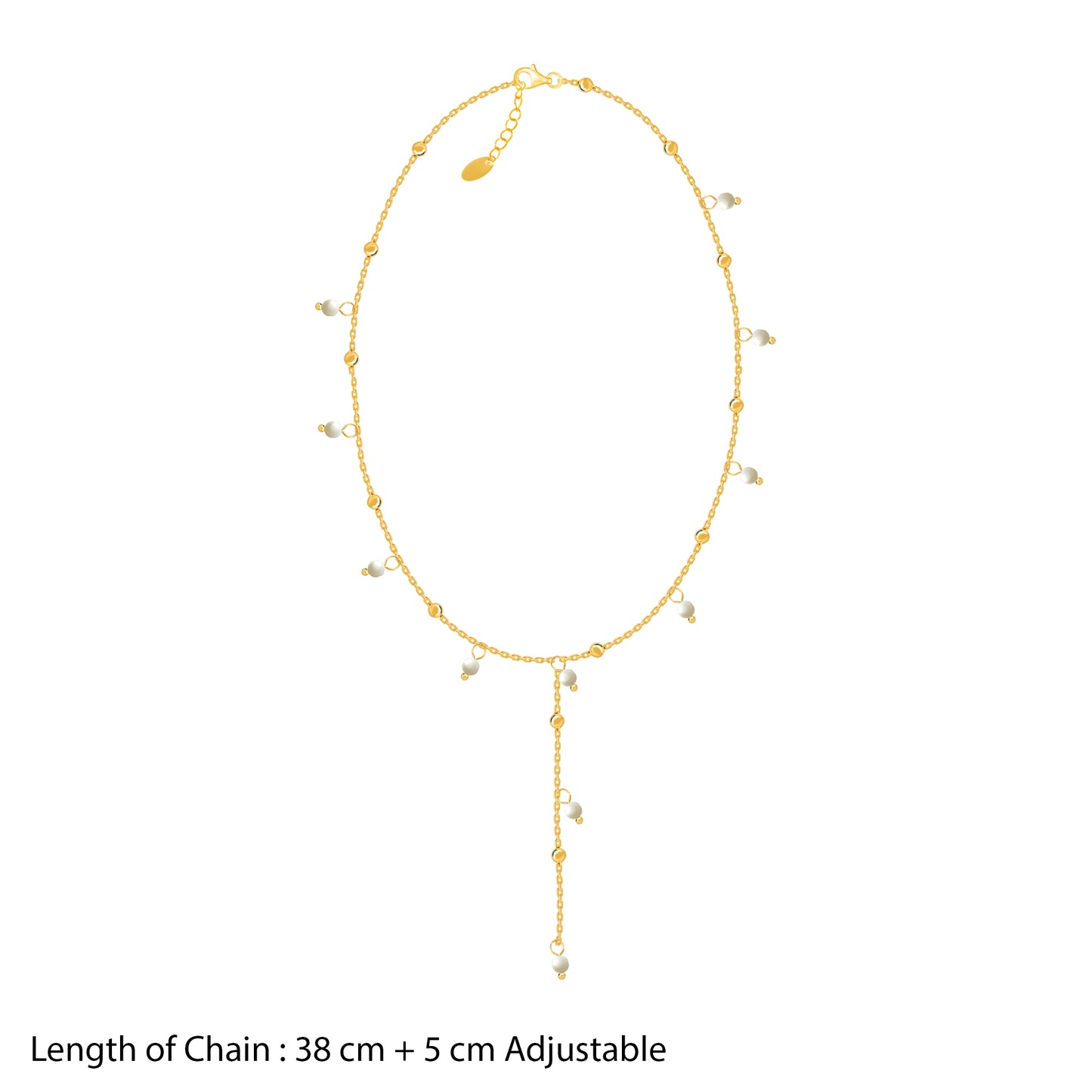 18K Gold Plated Pearl Satellite Dainty Chain Tassel Necklace