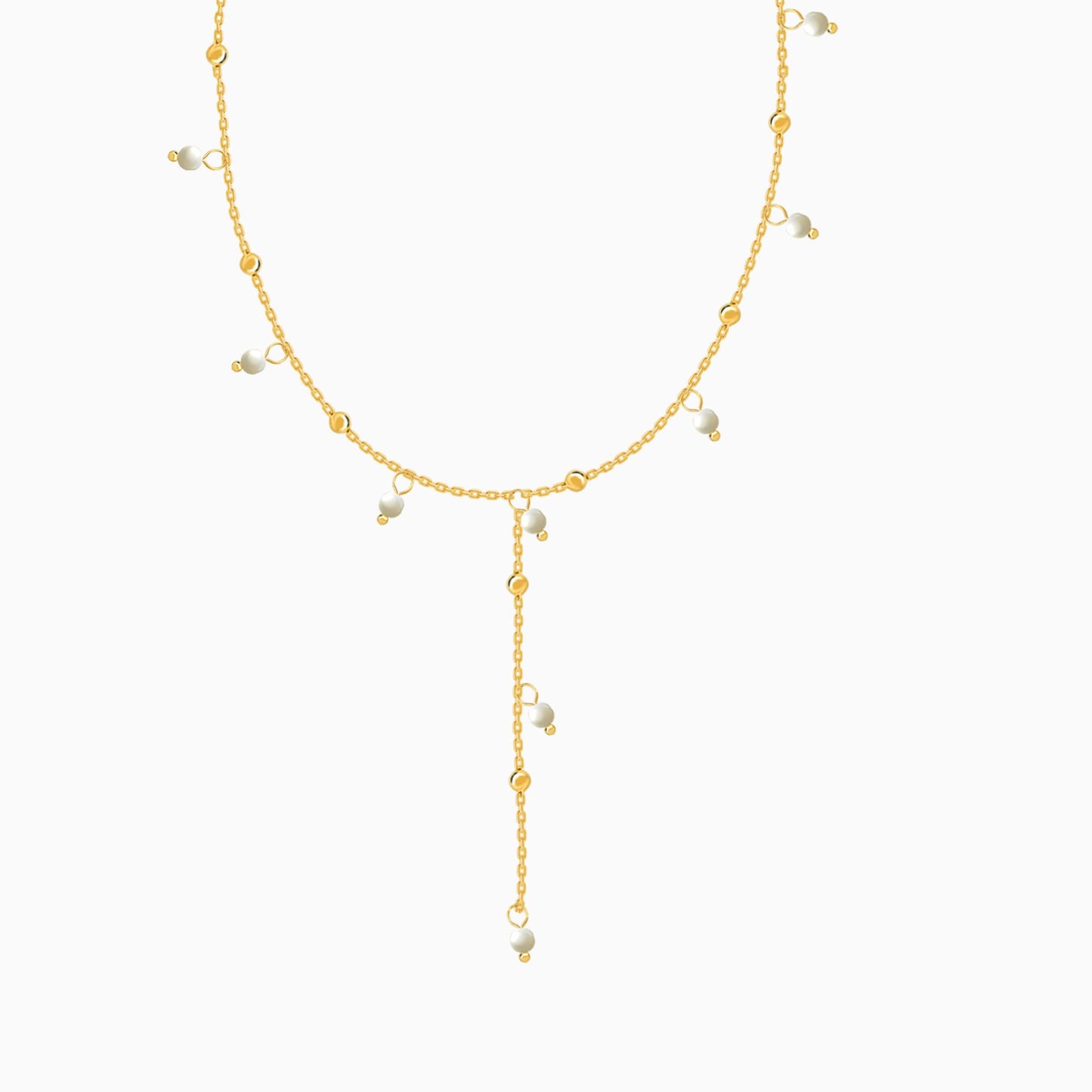18K Gold Plated Pearl Satellite Dainty Chain Tassel Necklace