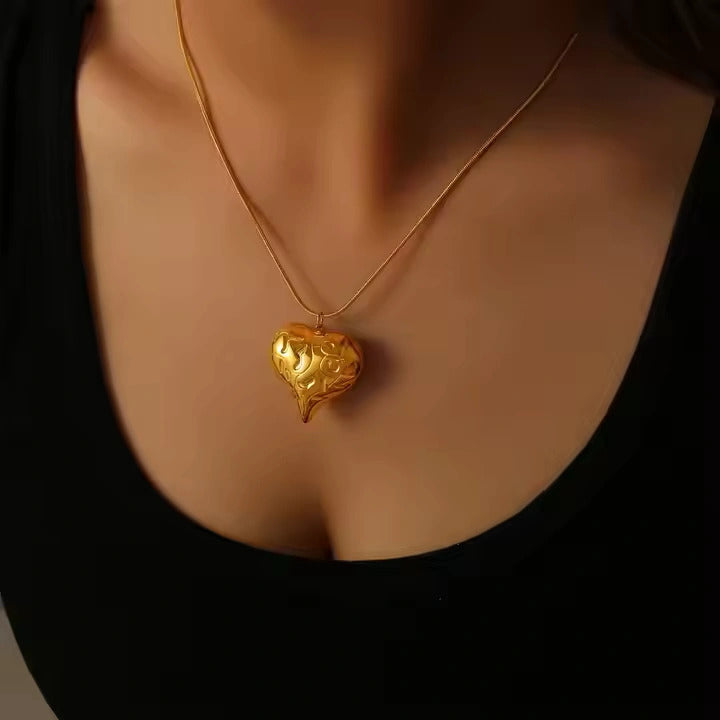 Golden Drift necklace styled on model