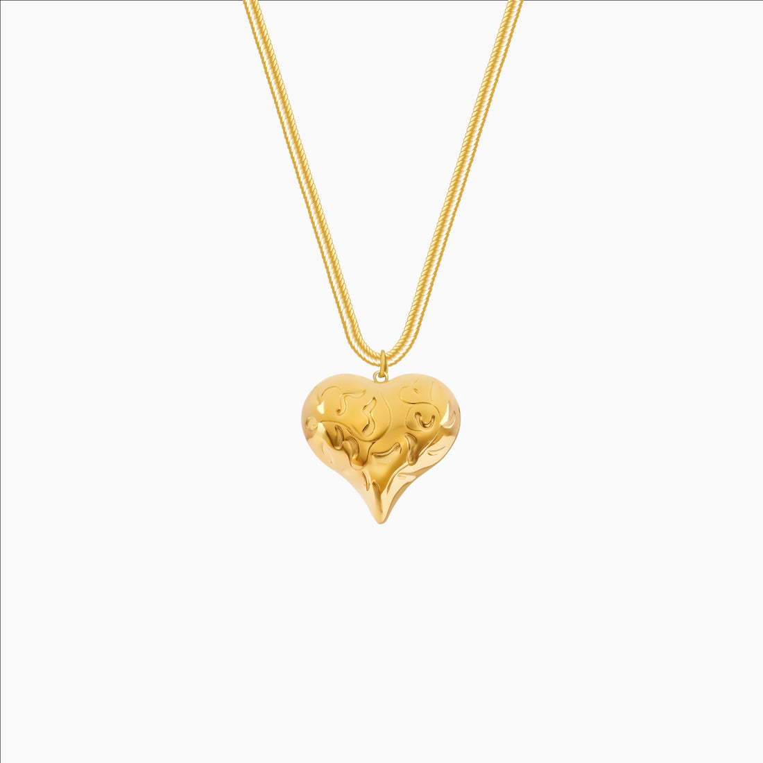 18K gold plated heart pendant with irregular texture