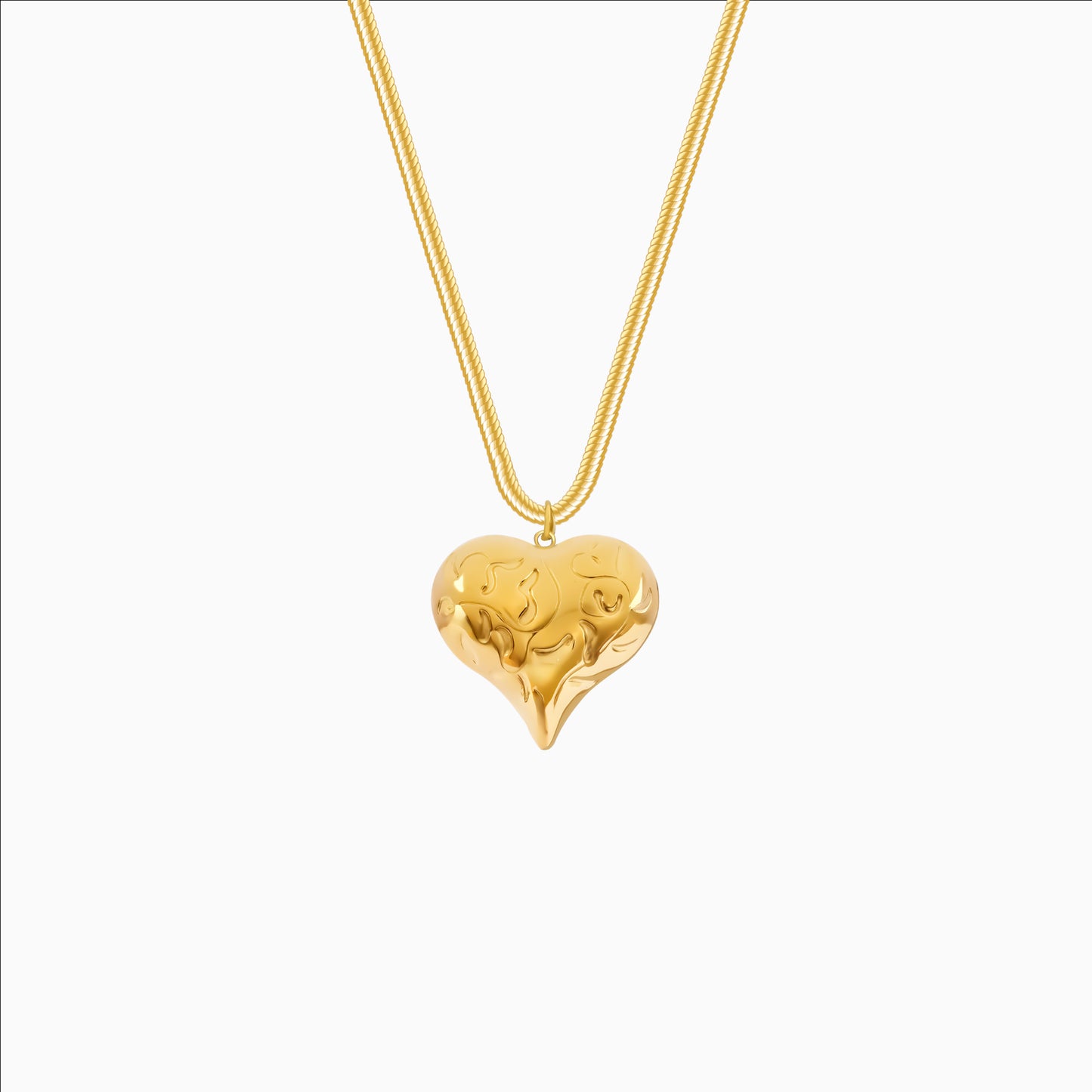 18K gold plated heart pendant with irregular texture