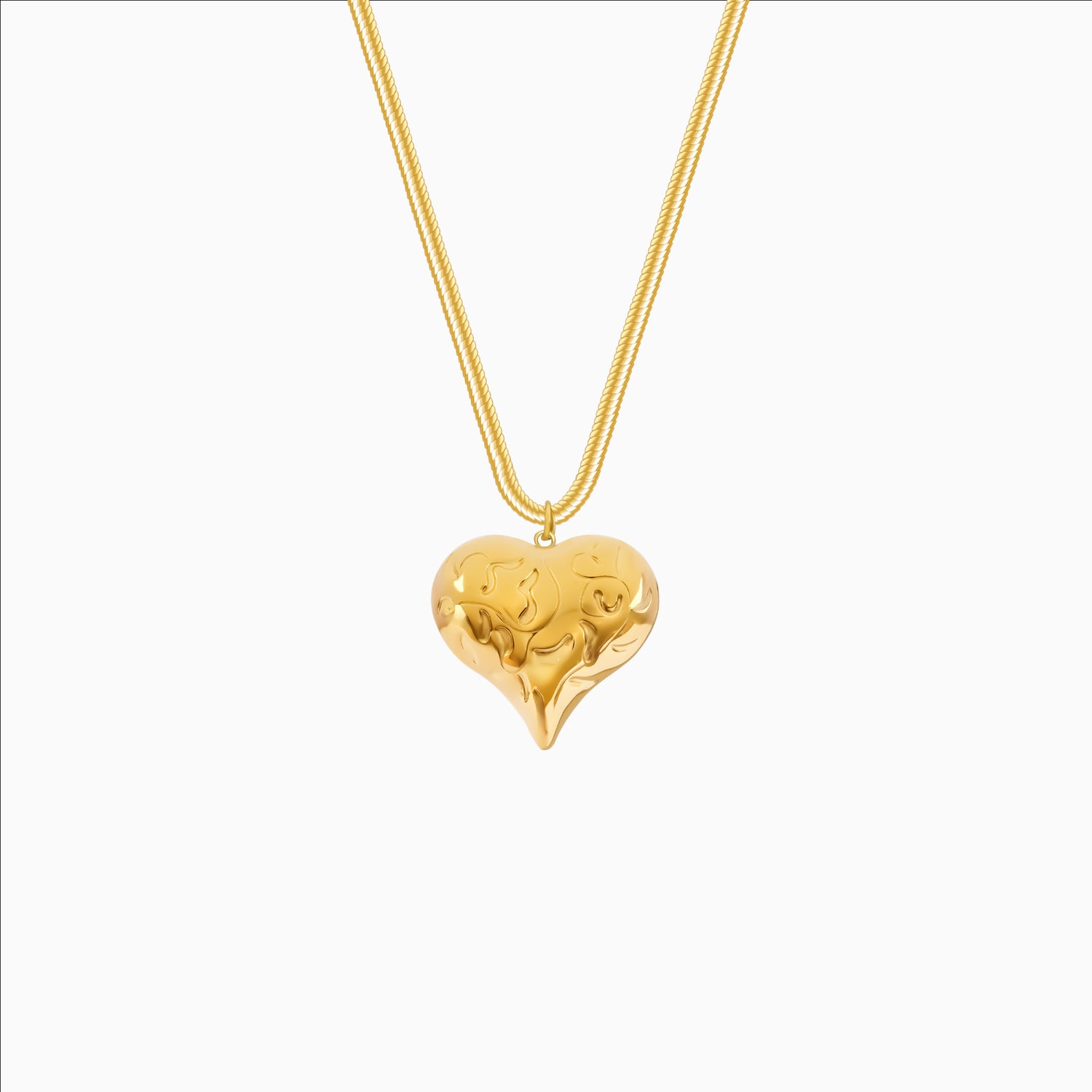 18K gold plated heart pendant with irregular texture