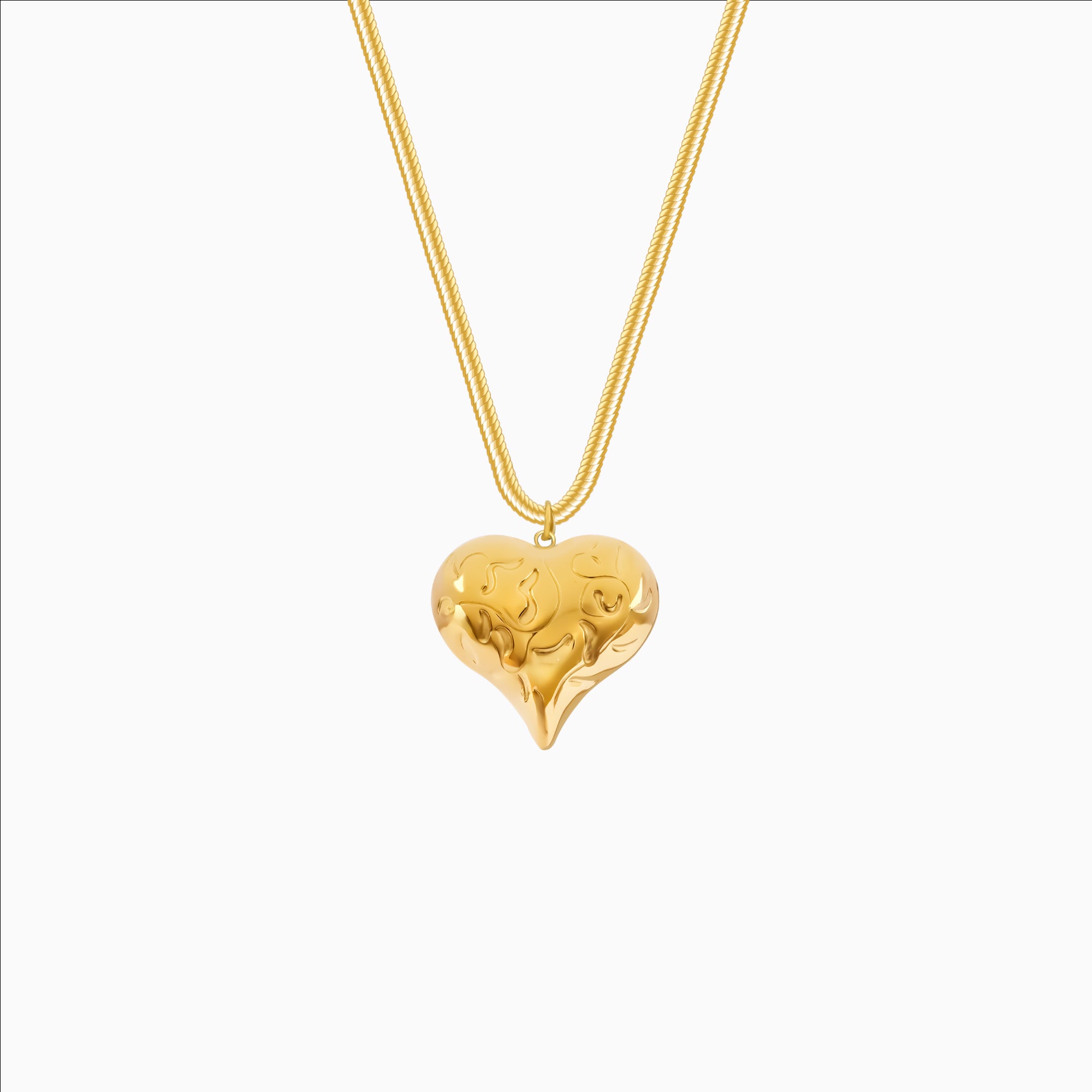 18K gold plated heart pendant with irregular texture