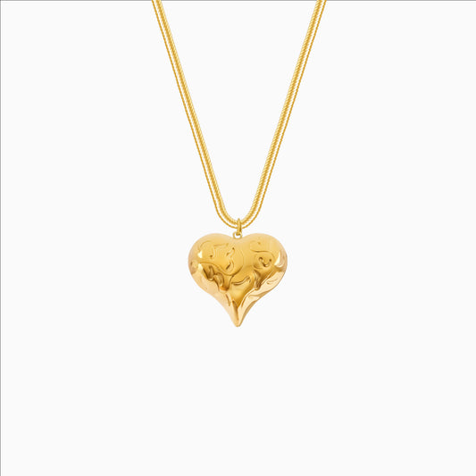 18K gold plated heart pendant with irregular texture
