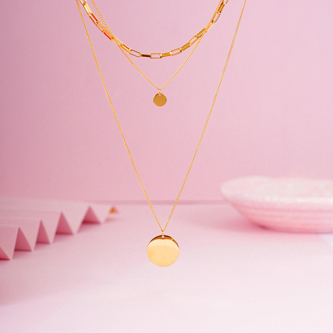 Layered Coin Necklace Gold