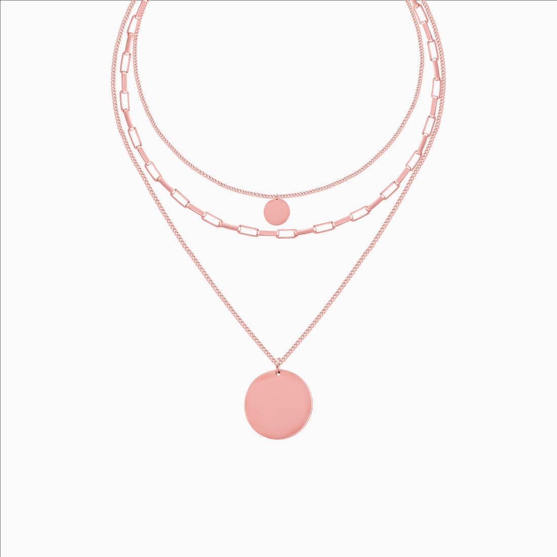 Rose gold layered coin pendant necklace