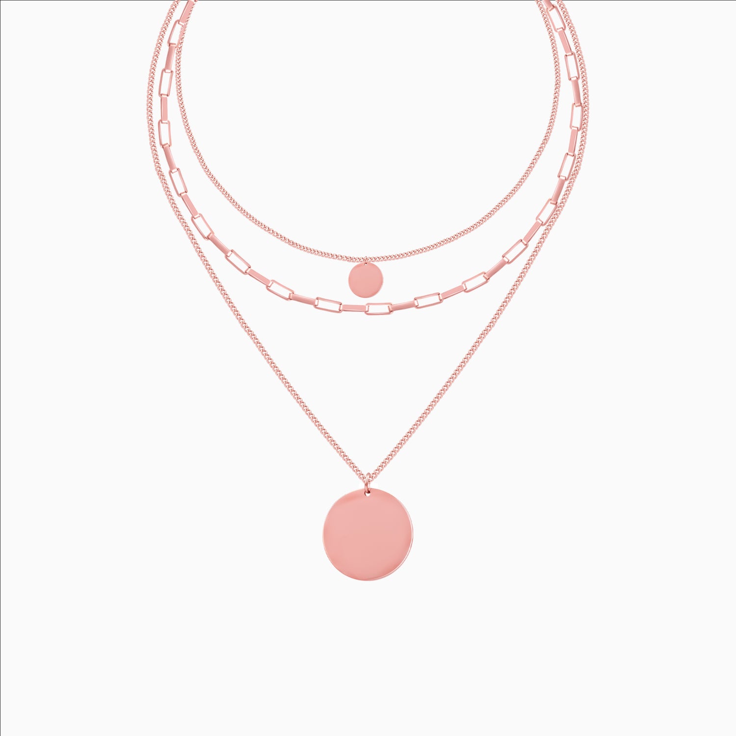 Rose gold layered coin pendant necklace